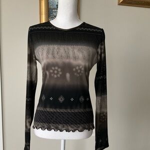 Anac Black and Brown Long Sleeve Top perfect with skirts , jeans , pants